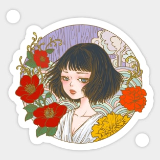 Dreaming Girl Illustration Sticker